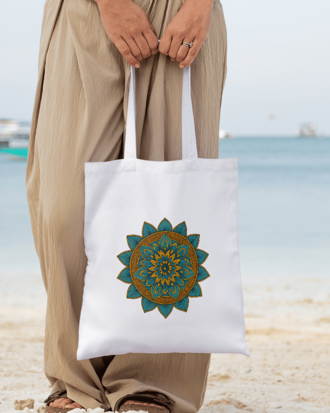 Mandala Floral Tote Bag Zipper