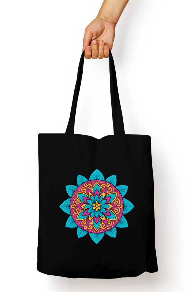 Vibrant Mandala Tote Bag Zipper