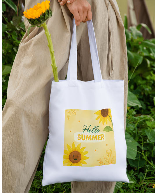 Hello Summer Tote Bag Zipper