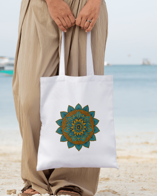 Mandala Floral Tote Bag Zipper