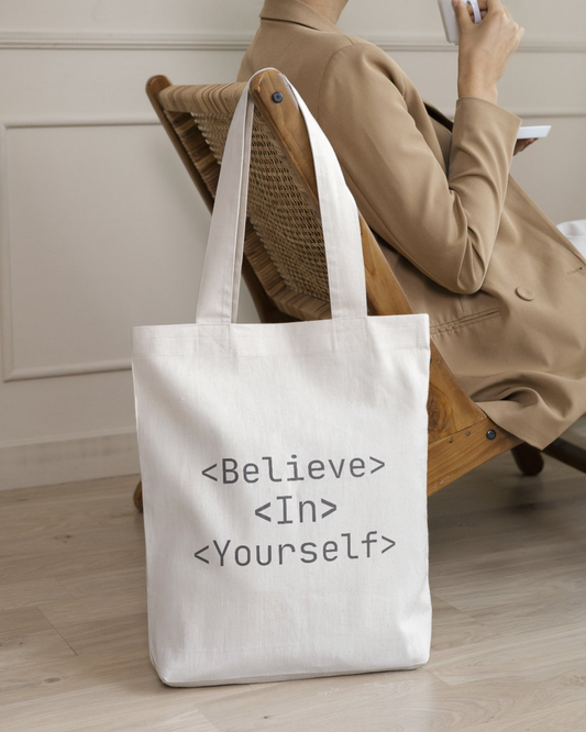 Believe in Yourself Tote Bag Zipper